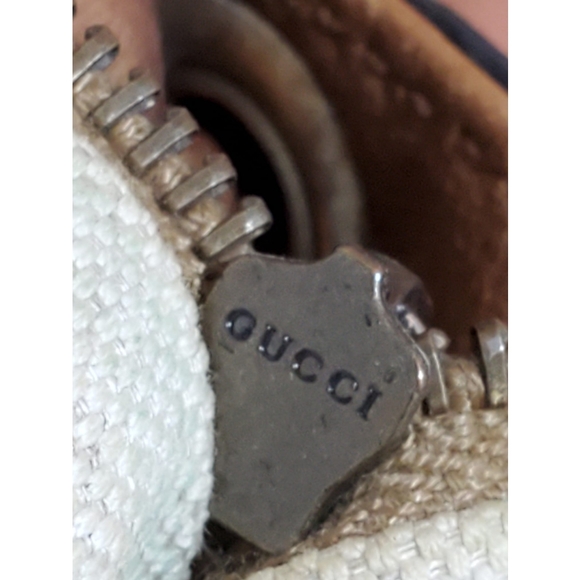 GUCCI Monogram Web Rania Drawstring Shoulder Bag Sand - Picture 11 of 12